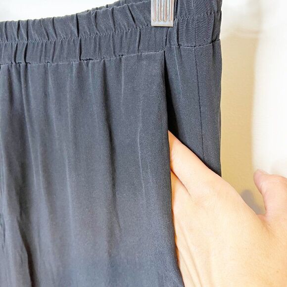 Club Monaco Womens Black Silk Tassel Elastic Waist Wide Leg Cropped Pant Size 8 - Picture 3 of 7